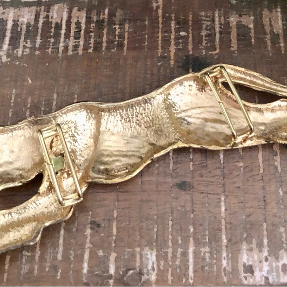 Rare Vintage Mimi Di N Mini Din Black Enamel Jaguar Lion Belt Buckle 8" - Picture 4 of 8